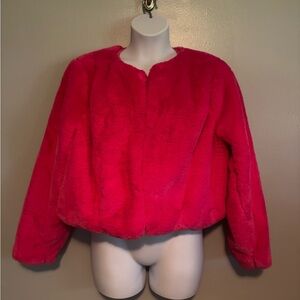 Eloquii Pink Faux Fur Jacket